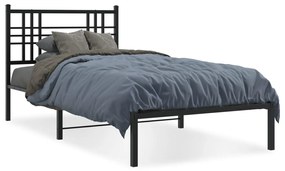 Kovový rám postele s čelom čierny 90x200 cm 376317