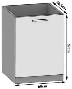 Kuchynská skrinka Belini drezová 60 cm dub wotan bez pracovnej dosky  TOR SDZ60/0/WT/DW/0/B1