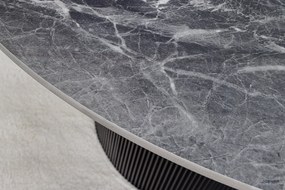 Jedálenský stôl UNIQUE 120 cm okrúhly s tmavým rámom, keramicko-sivým mramorovým vrchom