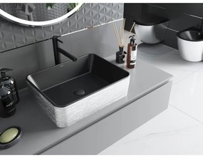 Mexen Catia, umývadlo na dosku 48x37x14 cm, čierna matná-strieborný vzor, 21314873