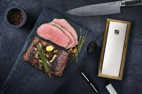 Súprava nožov G21 Damascus Premium v ​​bambusovom bloku, 4 ks + brúsny kameň