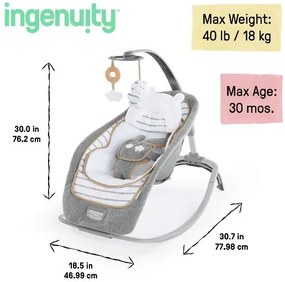 Ingenuity™ Detské ležadlo Rocking Seat Bella Teddy, sivá  (100392206)