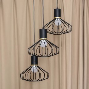 Luster na lanku SOLANO 3xE27/15W/230V čierna/zlatá