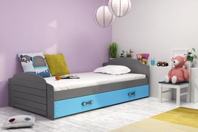 Interbeds Jednolôžková posteľ Lili2 Grafit pre teenagerov 200x90 s matracom a šuplíkom - modrá