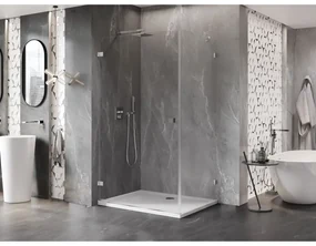 Mexen Lunar-B, výklopný sprchový kút ľavý 90 x 70 cm, 8mm číre sklo, chrómový profil, 832-090-070-01-00-L