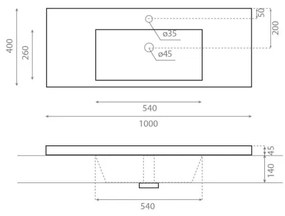Bathco 0515 - Zapustené umývadlo COLLOTO 100x40 cm živica/biela