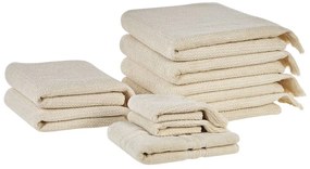 Sada 9 bavlnených froté uterákov béžová ATIU Beliani