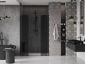 Mexen Velar Duo, posuvné sprchové dvere do otvoru 150 cm, 8mm šedé sklo, čierna matná, 871-150-000-42-70