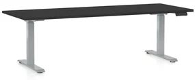 Výškovo nastaviteľný stôl OfficeTech D, 200 x 80 cm, sivá podnož, čierna