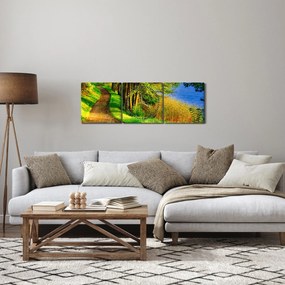 Obraz chodníky pozdĺž vody (s hodinami) (90x30 cm)