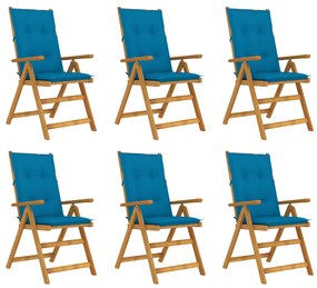 Skladacie záhradné stoličky s podložkami 6 ks akáciový masív 3064138