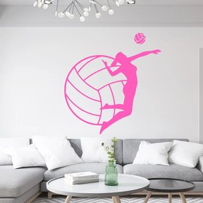 Veselá Stena Samolepka Volejbalistka Farba: růžová, Veľkosť: 60 x 62 cm