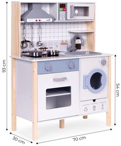 Drevená kuchynka pre deti zvuky LED rúra práčka kuchynské doplnky ECOTOYS