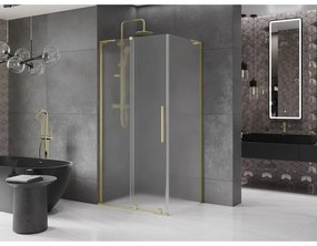 Mexen Velar L, sprchový kút s posuvnými dverami 120 x 90 cm, 8mm sklo námraza, zlatá matná, 871-120-090-33-55