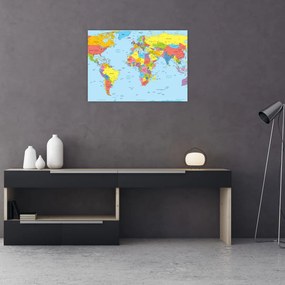 Sklenený obraz - Mapa sveta (70x50 cm)