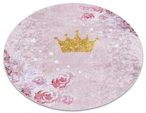 JUNIOR 51549.802 umývací okrúhly koberec koruna pre deti protišmykový - ružová Veľkosť: kruh 80 cm