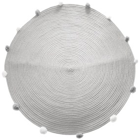 Okrúhly sivý koberec s brmbolcami POMPOME 90 cm