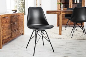 Dizajnová jedálenská stolička Scandinavia čierna umelá koža