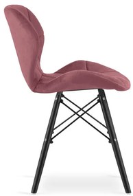 Set troch jedálenských stoličiek LAGO zamatové, tmavoružové / čierne (3 ks)