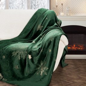 VIANOČNÁ FLANELOVÁ DEKA SNOW GOLD 150X200 CM VZOROVANÁ