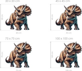 Triceratops textilní prelepiteľná nálepka na stenu hárok 45 x 45 cm