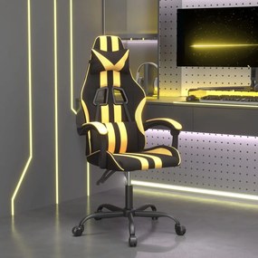 Otočná herná stolička čierna a zlatá umelá koža 349521