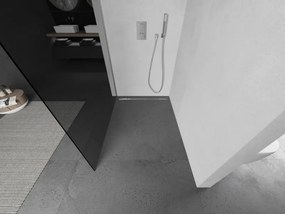 Mexen Kioto L, sprchová zástena Walk-In 80 x 200 cm, 8mm šedé sklo, brúsená oceľ profil, 800-080-103-97-40