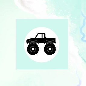 Štítok, nálepka do detskej izby, čierna na bielom podklade – Monster truck