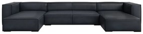 Tmavomodrá kožená rohová pohovka (do tvaru "U") Madame – Windsor &amp; Co Sofas