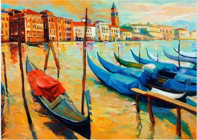 Sklenený obraz - Prístav v Benátkach (70x50 cm)