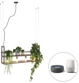 Inteligentné závesné svietidlo hrdzavohnedé s poličkou vrátane 4 Wifi A60 - Cage Rack