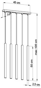 Čierne závesné svietidlo Sollux Fideus, dĺžka 45 cm