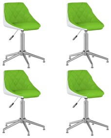 Otočné jedálenské stoličky 4 ks zelené a biele umelá koža