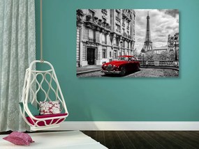 Obraz červené retro auto v Paríži Varianta: 120x80