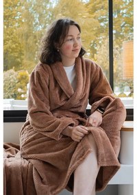 Hnedý župan z mikroplyšu veľkosť L/XL Pippa – Tiseco Home Studio