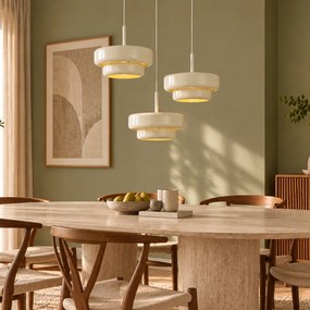 Retro závesná lampa béžová s kovovým tienidlom 3-svetelná - Ophelia