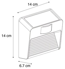 Nástenné svietidlo čierne vrátane LED IP54 s pohybovým senzorom solárne - Border
