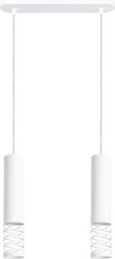 Závesné svietidlo Lami, 2x biele kovové tienidlo