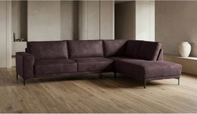 Hnedá rohová pohovka z imitácie kože (pravý roh) Copenhagen – Scandic