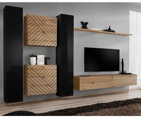 Obývacia Stena Switch VI Line Čierna/Wotan