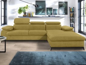 Rohová sedacia súprava Scala, žltá látka, pravý roh
