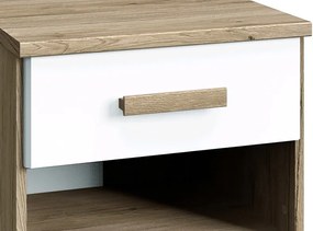 Nočný stolík Cariba, dub san remo/biely