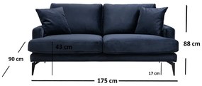 Tmavomodrá pohovka 175 cm Papira – Balcab Home
