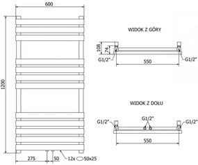 Mexen Jowisz, elektrické vykurovacie teleso 1200 x 600 mm, 600 W, čierna, W107-1200-600-2600-70