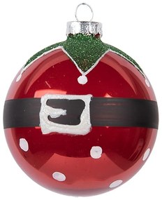 Červená sklenená ozdoba vianočnej gule Santa Claus - Ø 8*8 cm