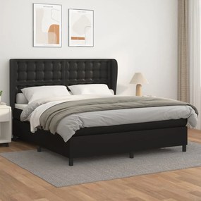Boxspring posteľ s matracom čierna 180x200 cm umelá koža 3129045
