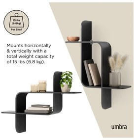 Čierna poschodová polica z kaučukového dreva 62 cm Montage – Umbra