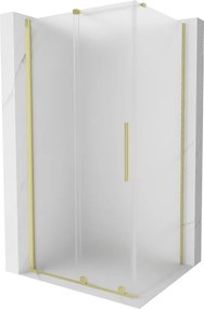 Mexen Velar, sprchový kút s posuvnými dverami 110 x 80 cm, 8mm sklo námraza, zlatá matná, 871-110-080-31-55