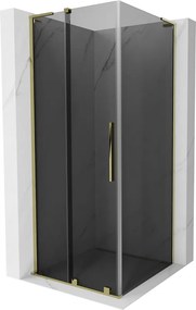 Mexen Velar L, sprchový kút s posuvnými dverami 120 x 120 cm, 8mm šedé sklo, zlatá lesklá, 871-120-120-43-50