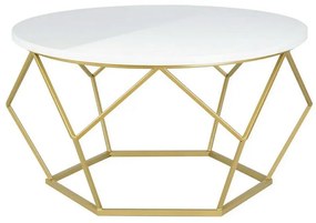 HowHomely Konferenčný stolík DIAMOND 40x70 cm mosadz/biela DD0050
